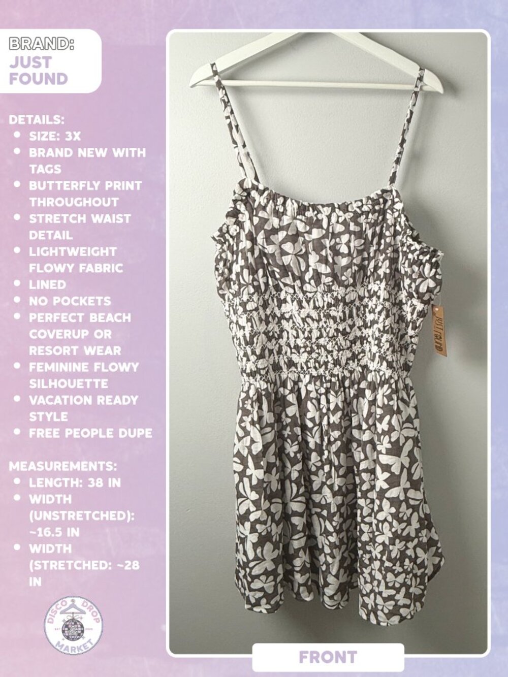 Butterfly Print Resort Maxi Dress Coverup NWT 3X